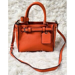REED by Reed Krakoff RK40 Orange Crossbody Bag Faux Leather Boxy Small Strap